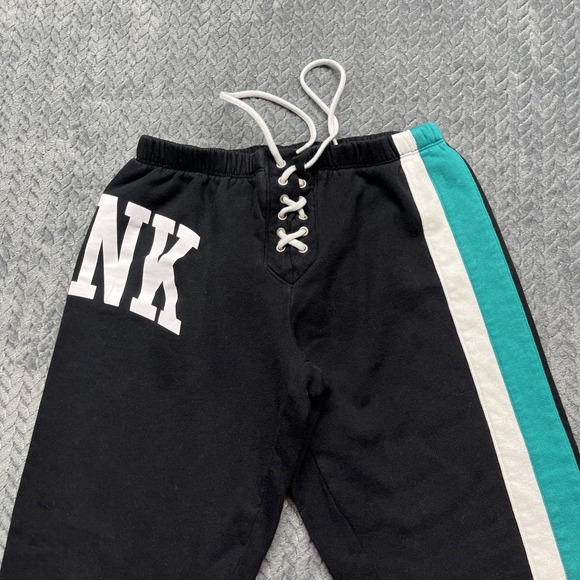 Victoria's Secret PINK Jogger Sweatpants Women's Size‎ Small Black Turquoise - Picture 2 of 12